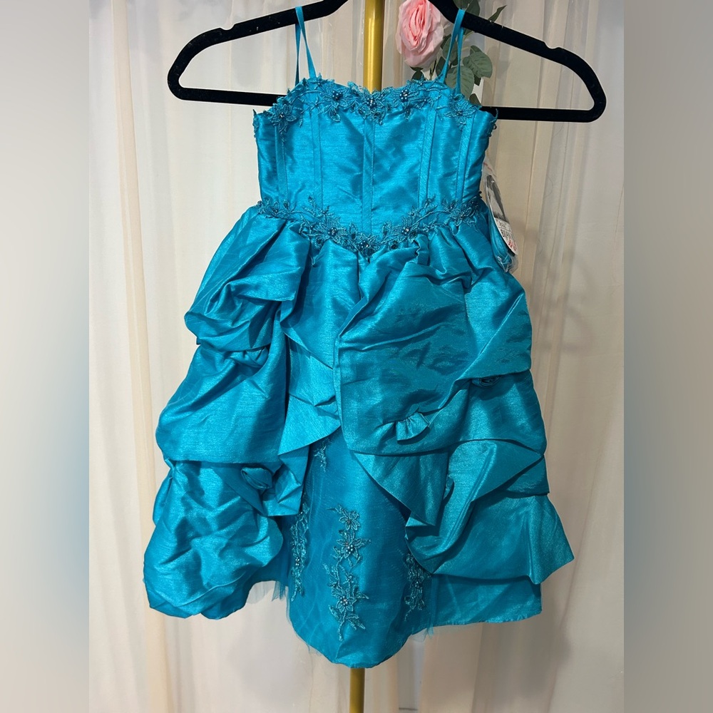 Girls Turquoise Corset Party Dress | Size 2 | NEW with Tags